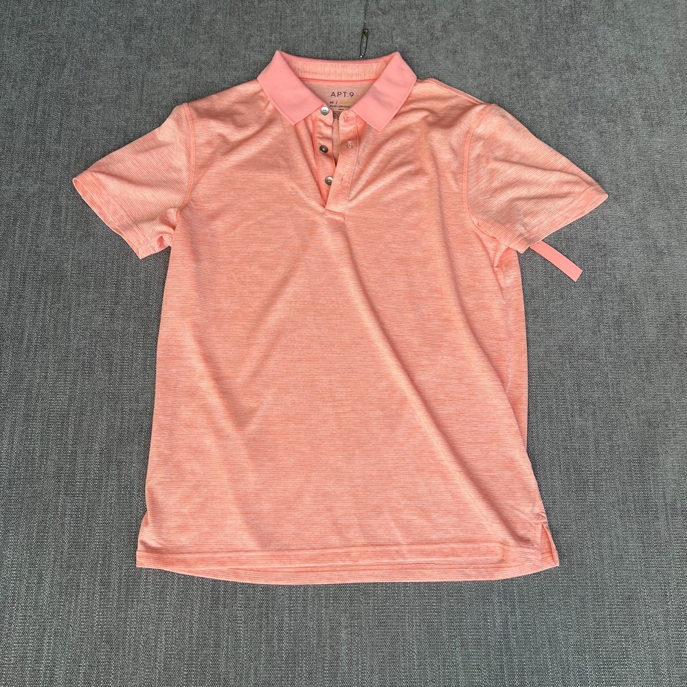 Apt. 9 Polo Shirt Mens M Orange Heather Premier Flex Performance Short Sleeve